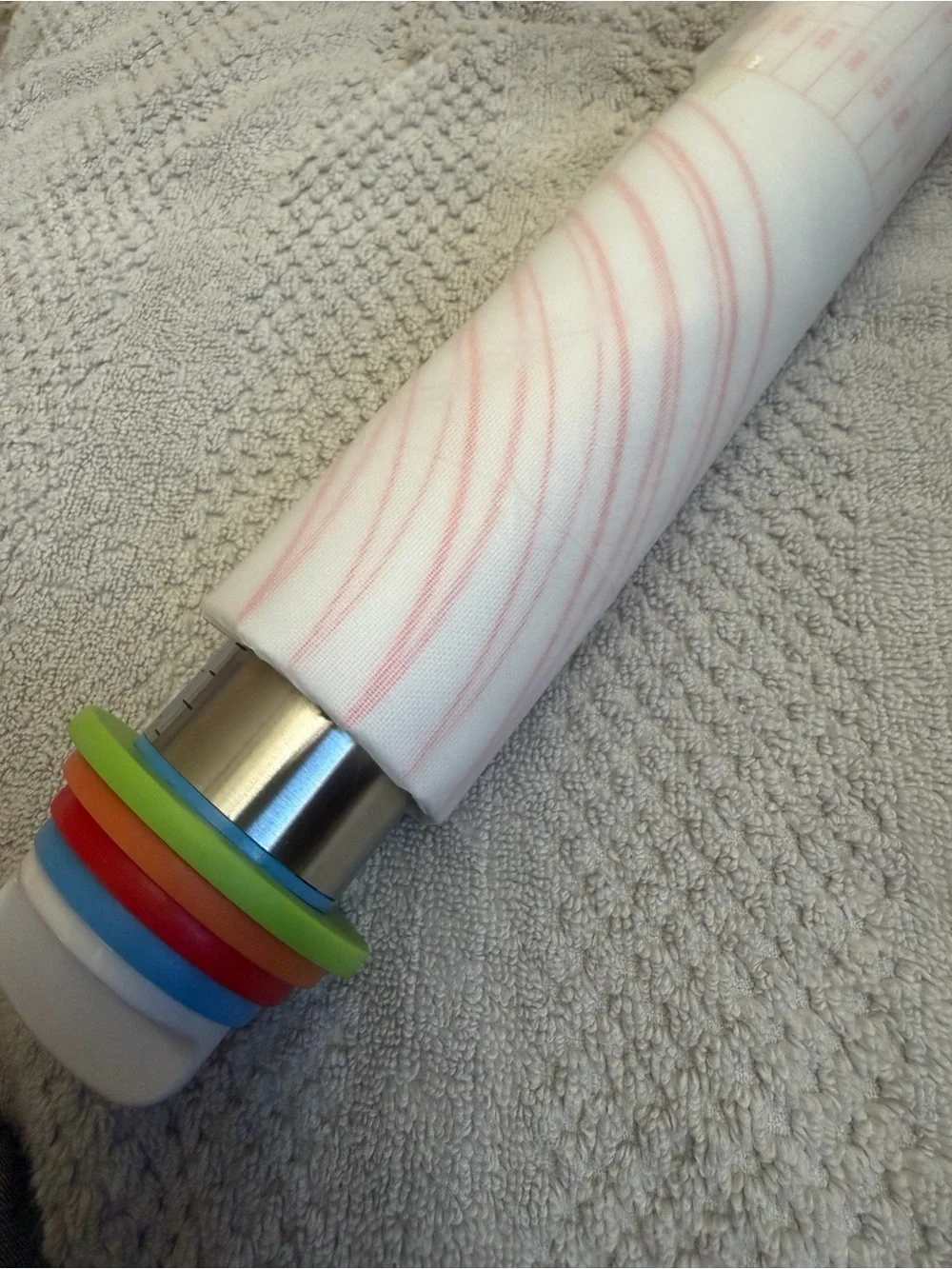 Adjustable Stainless Steel Rolling Pin with Multicolor Thickness Rings & Mat
